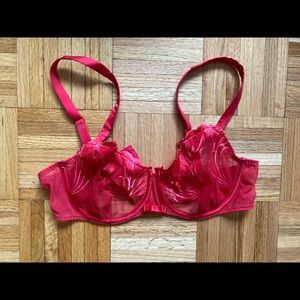 Red Simone Perele demi cup unlined bra - 36E (UK)